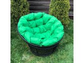 Кресло лаунж плетеное с подушкой Ecodesign Papasan металл, искусственный ротанг черный, зеленый Фото 2