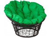 Кресло лаунж плетеное с подушкой Ecodesign Papasan металл, искусственный ротанг черный, зеленый Фото 1