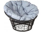 Кресло лаунж плетеное с подушкой Ecodesign Papasan металл, искусственный ротанг черный, серый Фото 1