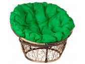 Кресло лаунж плетеное с подушкой Ecodesign Papasan металл, искусственный ротанг светло-коричневый, зеленый Фото 1