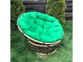 Кресло лаунж плетеное с подушкой Ecodesign Papasan металл, искусственный ротанг светло-коричневый, зеленый Фото 2