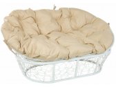 Диван плетеный с подушкой Ecodesign Mamasan металл, искусственный ротанг белый, бежевый Фото 1