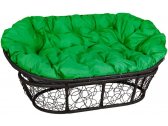 Диван плетеный с подушкой Ecodesign Mamasan металл, искусственный ротанг черный, зеленый Фото 1