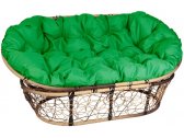 Диван плетеный с подушкой Ecodesign Mamasan металл, искусственный ротанг светло-коричневый, зеленый Фото 1