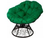 Кресло лаунж плетеное с подушкой Ecodesign Papasan металл, искусственный ротанг коричневый, зеленый Фото 1