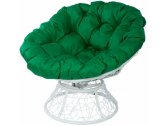 Кресло лаунж плетеное с подушкой Ecodesign Papasan металл, искусственный ротанг белый, зеленый Фото 1