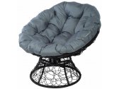 Кресло лаунж плетеное с подушкой Ecodesign Papasan металл, искусственный ротанг черный, серый Фото 1