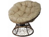 Кресло лаунж плетеное с подушкой Ecodesign Papasan металл, искусственный ротанг светло-коричневый, бежевый Фото 1