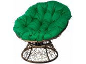 Кресло лаунж плетеное с подушкой Ecodesign Papasan металл, искусственный ротанг светло-коричневый, зеленый Фото 1