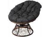 Кресло лаунж плетеное с подушкой Ecodesign Papasan металл, искусственный ротанг светло-коричневый, серый Фото 1