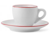 Кофейная пара для эспрессо Ancap Verona Rims фарфор красный, ободок на чашке/блюдце Фото 1