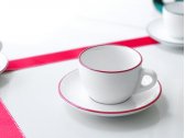 Кофейная пара для эспрессо Ancap Verona Rims фарфор красный, ободок на чашке/блюдце Фото 5