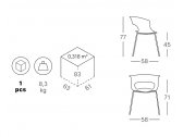 Кресло пластиковое с обивкой Scab Design Miss B Pop coated steel frame сталь, поликарбонат, ткань антрацит, морская волна Фото 2