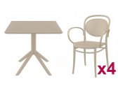 Комплект пластиковой мебели Siesta Contract Marcel XL, Sky Table стеклопластик бежевый Фото 1