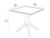Стол пластиковый Siesta Contract Sky Table 80 сталь, пластик оливковый Фото 2