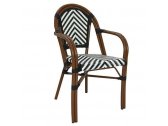Кресло плетеное OUTDOOR-YA Toby-I алюминий, искусственный ротанг бамбук, черный, белый Фото 2