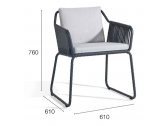Кресло плетеное с подушками PAPATYA Riva-K металл, роуп, Sunbrella антрацит, серый Фото 2