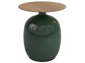 Столик журнальный деревянный Gloster Blow керамика, тик зеленый, натуральный Фото 1