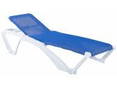 Шезлонг-лежак пластиковый Resol Marina Beach полипропилен, стекловолокно, текстилен белый, синий Фото 4