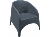 Кресло пластиковое плетеное Siesta Contract Aruba стеклопластик темно-серый Фото 1