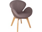 Кресло с обивкой BON-BON Swan Wood Legs (Arne Jacobsen) A062 дерево, кашемир натуральный, серый Фото 1