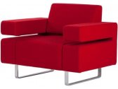 Кресло с обивкой Профдиван Посейдон дерево, металл, кожа красный Фото 1