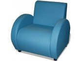 Кресло с обивкой Профдиван Клауд дерево, кожа голубой Фото 1
