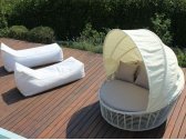 Лаунж-диван плетеный Uniko Nest алюминий, искусственный ротанг, ткань белый, жемчужно-серый Фото 4