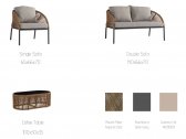 Комплект плетеной мебели Uniko Tisbe алюминий, канат, ткань серый, натуральный, тортора Фото 2