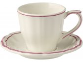 Чайные пары на 2 персоны Gien Filet Pivoine фаянс белый, розовый Фото 1