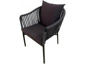 Кресло плетеное с подушкой Tagliamento Modena алюминий, теслин, акрил черный, темно-серый Фото 4