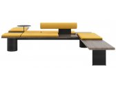 Скамейка деревянная с подушками и столиком Tacchini Galleria ясень, сталь, ткань Фото 1