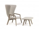 Кресло деревянное плетеное Ethimo Knit тик, роуп тик, серый Фото 17