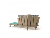 Кресло деревянное лаунж левое со столиком Ethimo Rafael мореный тик, лавовый камень, полипропилен мореный тик, сланец Фото 7