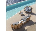 Кресло деревянное лаунж левое со столиком Ethimo Rafael мореный тик, лавовый камень, полипропилен мореный тик, сланец Фото 9