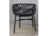 Кресло плетеное с подушкой Grattoni Tahiti алюминий, роуп, текстилен черный, темно-серый, черный Фото 10
