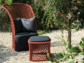 Кресло плетеное с подушкой Drigani Queen алюминий, роуп, sunbrella черный, красный Фото 1