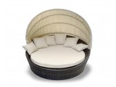 Лаунж-диван плетеный Tagliamento Shell-sunshade алюминий, искусственный ротанг, акрил коричневый, бежевый Фото 1