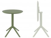Стол пластиковый складной Siesta Contract Sky Folding Table Ø60 сталь, пластик оливковый Фото 1