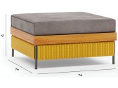 Пуф мягкий с подушкой Aurica Готланд алюминий, акация, роуп, ткань натуральный, желтый, серый Фото 2