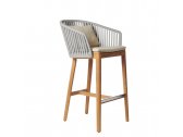 Кресло барное деревянное плетеное Tribu Mood тик, алюминий, роуп, ткань Фото 9