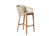 Кресло барное деревянное плетеное Tribu Mood тик, алюминий, роуп, ткань Фото 8