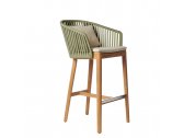 Кресло барное деревянное плетеное Tribu Mood тик, алюминий, роуп, ткань Фото 6