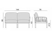Лаунж-диван двухместный с балдахином Nardi Komodo Ombra стеклопластик, Sunbrella белый, лед Фото 2