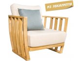 Кресло деревянное с подушками Tagliamento Woodland эвкалипт, олефин натуральный, бежевый Фото 1