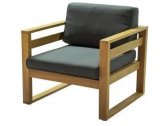 Кресло деревянное с подушками Tagliamento Booka тик, олефин натуральный, темно-серый Фото 2