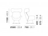 Кресло вращающееся с подголовником PEDRALI Ila сталь, ткань антрацит Фото 2