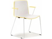 Кресло пластиковое на полозьях PEDRALI Tweet металл, стеклопластик желтый, белый Фото 1