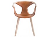 Кресло деревянное с обивкой PEDRALI Fox сталь, ясень, натуральная кожа беленый ясень, коричневый Фото 1