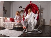 Кресло подвесное плетеное Pride Design Валио Гламур сталь, микровелюр красный Фото 20